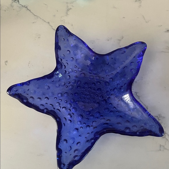 Blue and Teal Glass Starfish and Shell trinket set - Picture 5 of 5